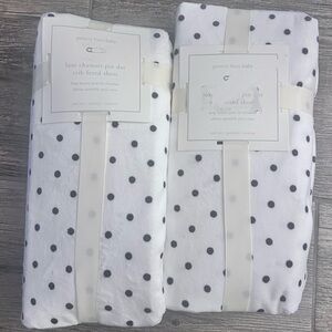 NEW!! Pottery Barn luxe chamois pin dot
crib fitted sheet Navy Blue Polka Dot